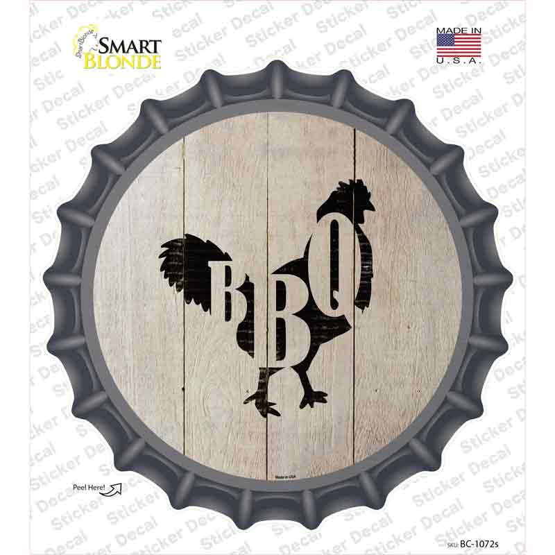 BC-1072s-M Chickens Make BBQ Novelty Bottle Cap Sticker Decal - Medium