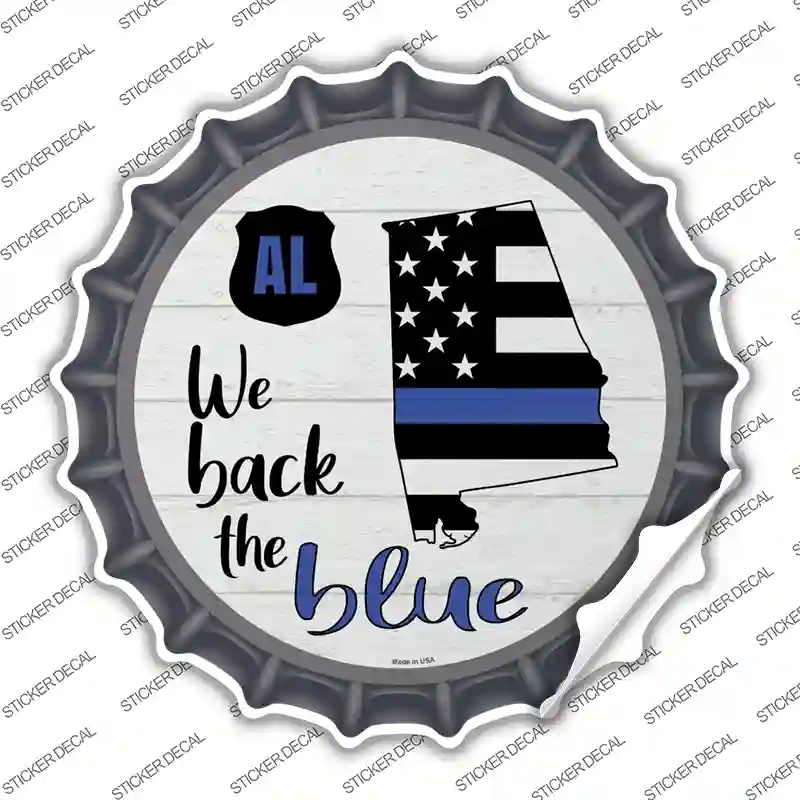 BC-1230s-XL Alabama Back the Blue Novelty Bottle Cap Sticker Decal - Extra Large