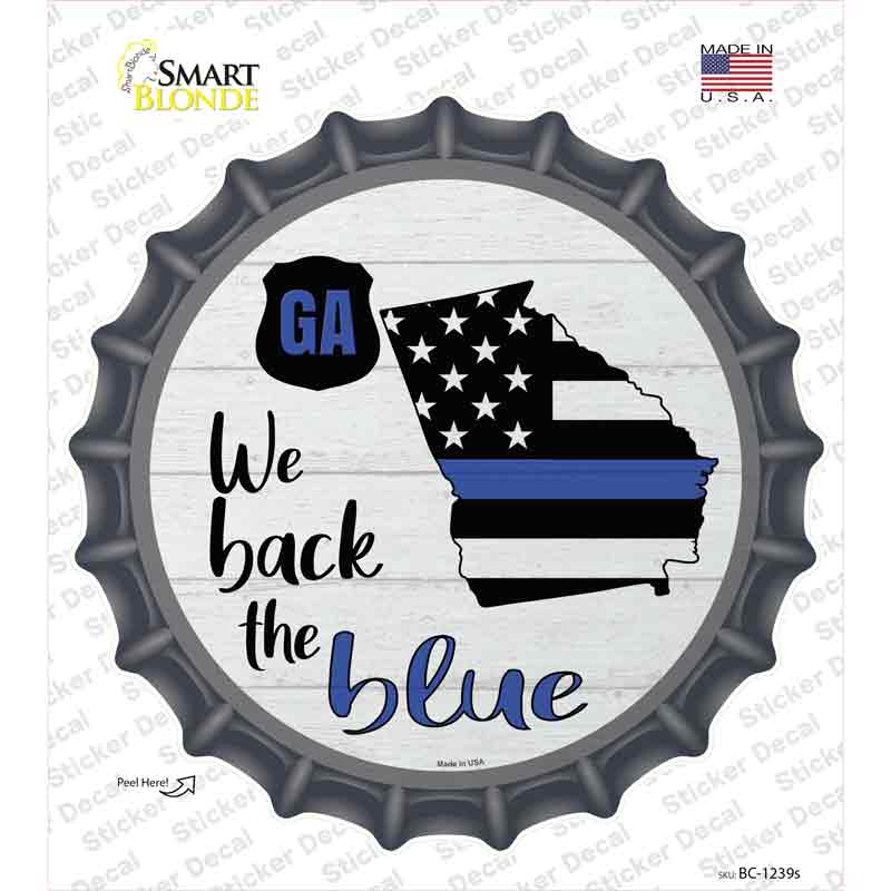 BC-1239s-M Georgia Back the Blue Novelty Bottle Cap Sticker Decal - Medium