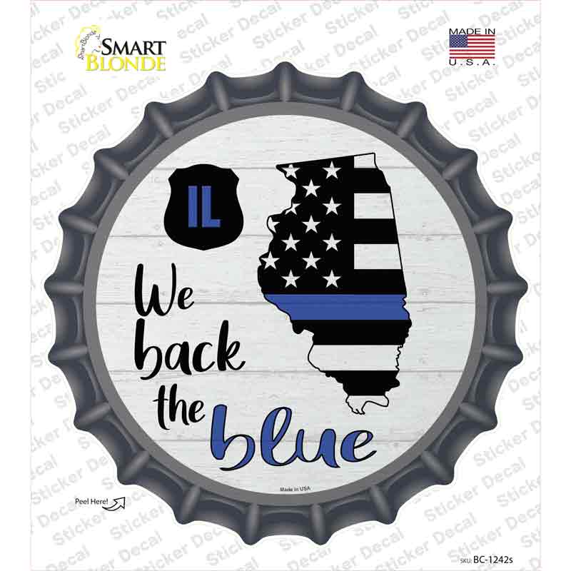 BC-1242s-M Illinois Back the Blue Novelty Bottle Cap Sticker Decal - Medium