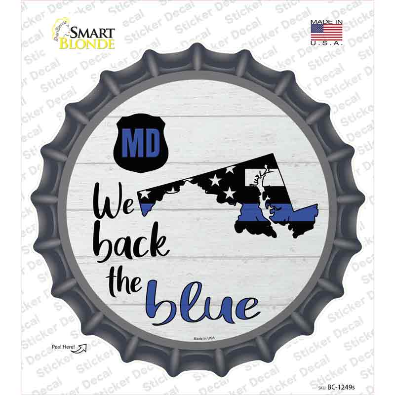 BC-1249s-M Maryland Back the Blue Novelty Bottle Cap Sticker Decal - Medium