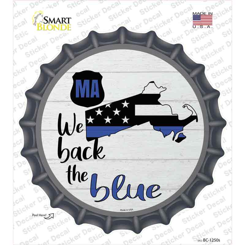 BC-1250s-M Massachusetts Back the Blue Novelty Bottle Cap Sticker Decal - Medium
