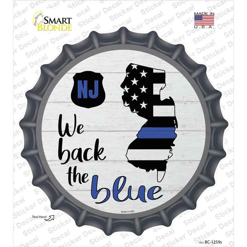BC-1259s-M   Jersey Back the Blue Novelty Bottle Cap Sticker Decal - Medium