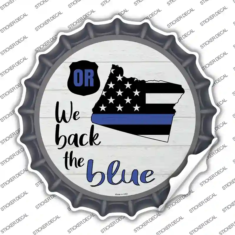 BC-1266s-XL Oregon Back the Blue Novelty Bottle Cap Sticker Decal - Extra Large
