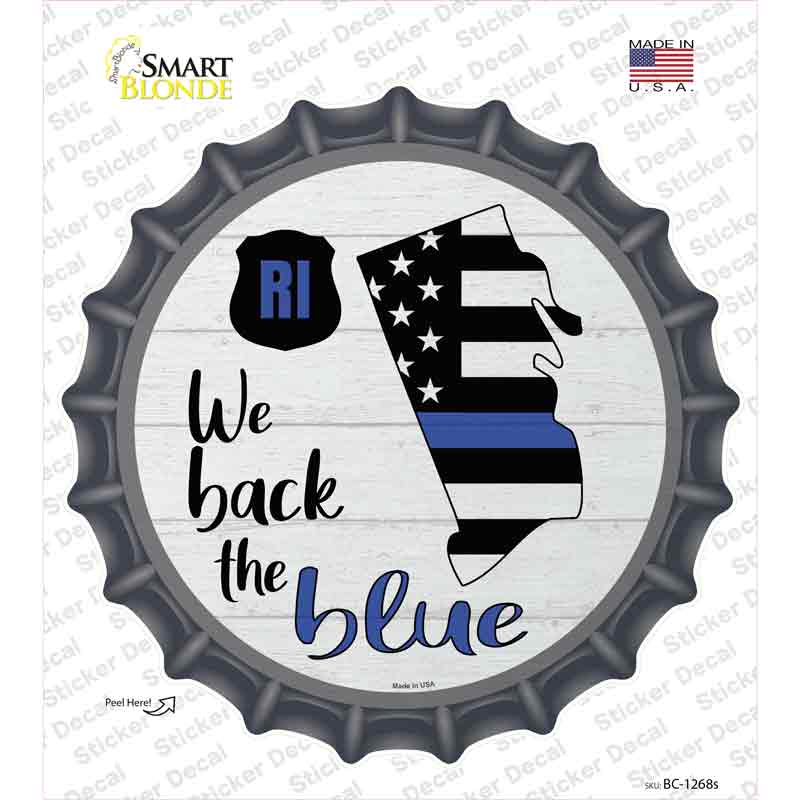 BC-1268s-M Rhode Island Back the Blue Novelty Bottle Cap Sticker Decal - Medium