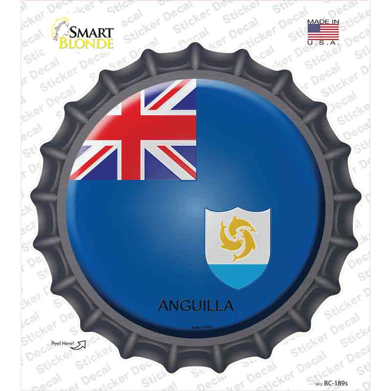 BC-189s-M Anguilla Country Novelty Bottle Cap Sticker Decal - Medium