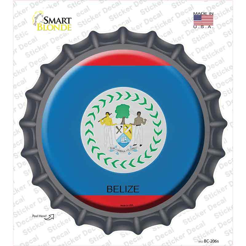 BC-206s-M Belize Country Novelty Bottle Cap Sticker Decal - Medium
