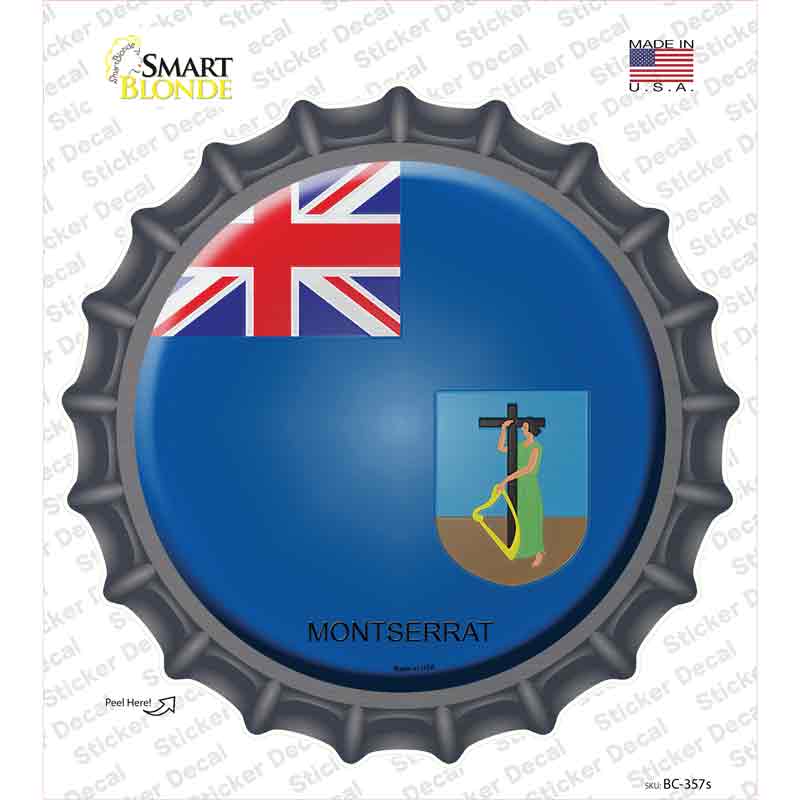 BC-357s-M Montserrat Country Novelty Bottle Cap Sticker Decal - Medium