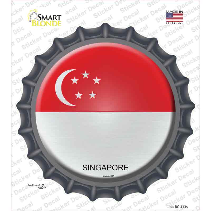 BC-413s-M Singapore Country Novelty Bottle Cap Sticker Decal - Medium