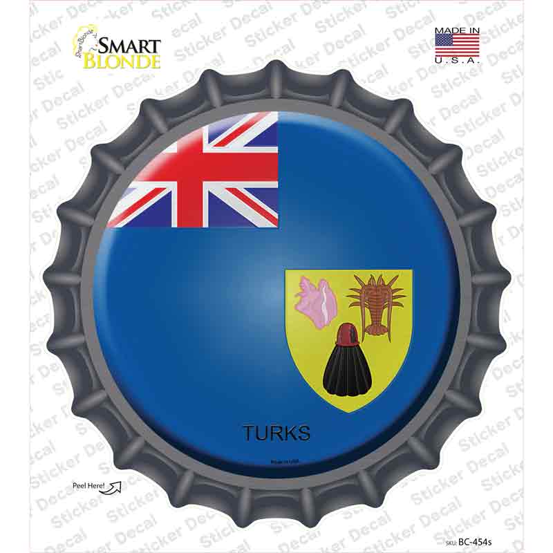 BC-454s-M Turks Country Novelty Bottle Cap Sticker Decal - Medium