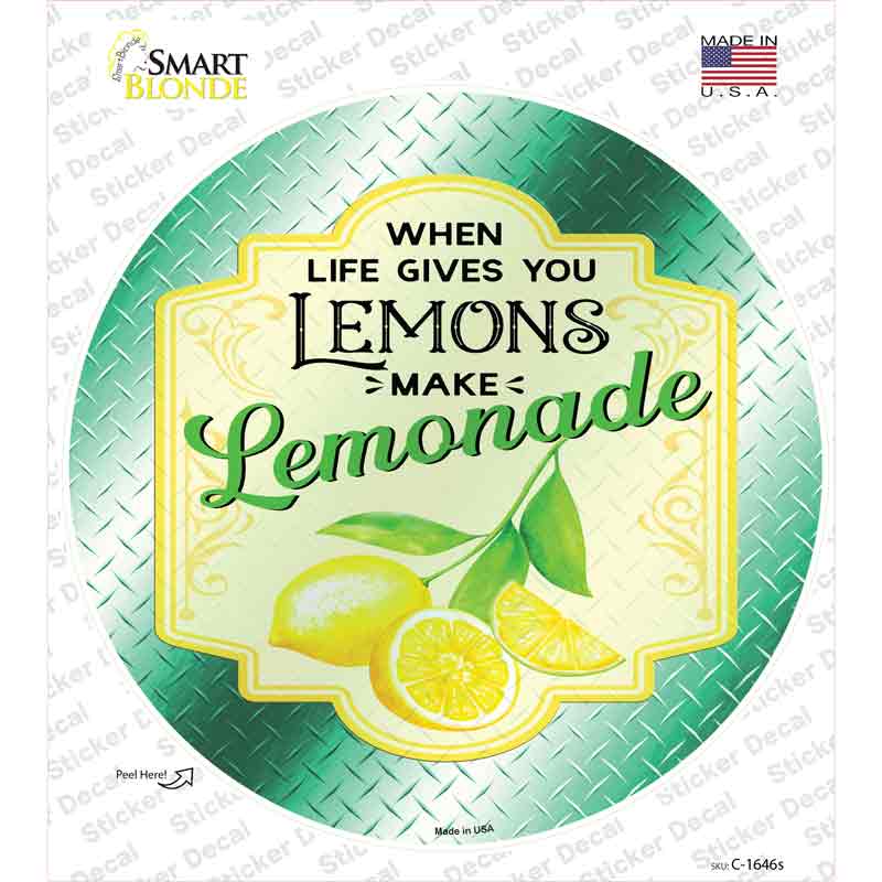 C-1646s-M Make Lemonade Aqua Novelty Circle Sticker Decal - Medium