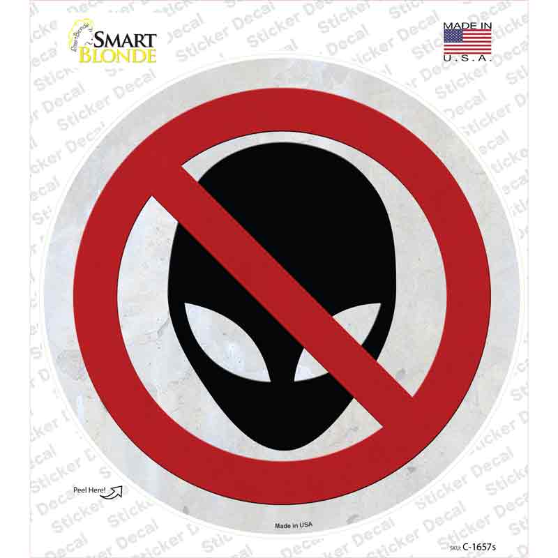 C-1657s-M No Aliens Novelty Circle Sticker Decal - Medium