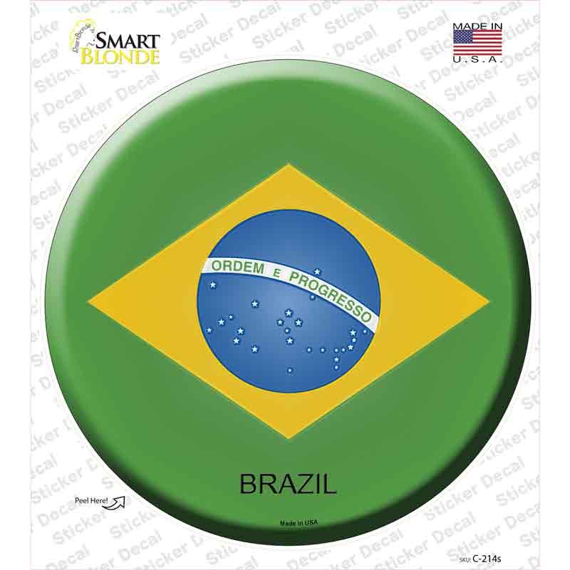 C-214s-M Brazil Country Novelty Circle Sticker Decal - Medium