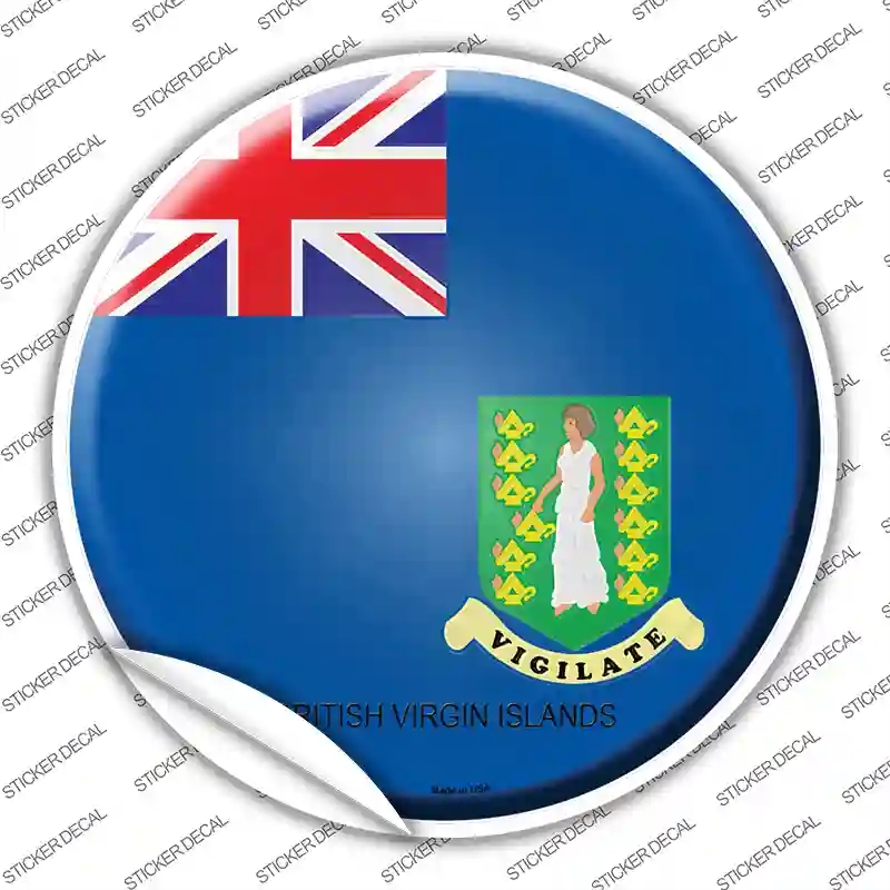C-215s-S British Virgin Islands Country Novelty Circle Sticker Decal - Small