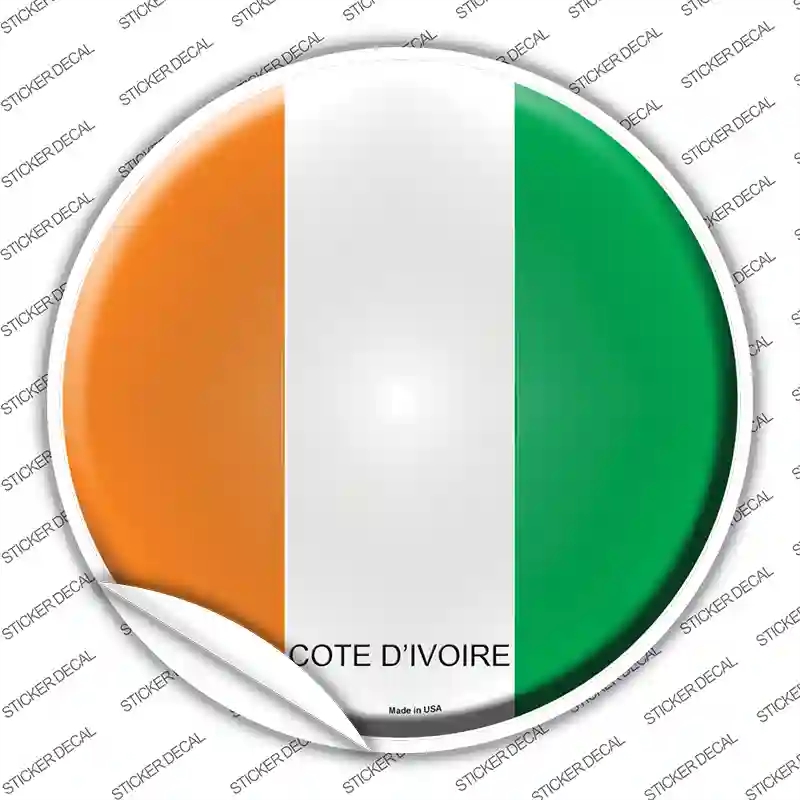 C-243s-S Cote Divoire Country Novelty Circle Sticker Decal - Small