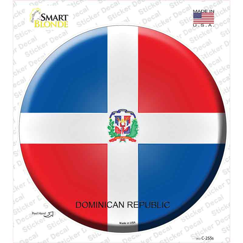 C-255s-M Dominican Republic Country Novelty Circle Sticker Decal - Medium