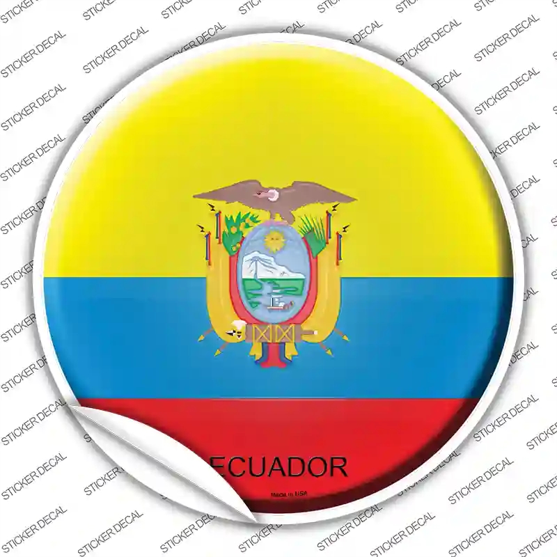 C-257s-S Ecuador Country Novelty Circle Sticker Decal - Small