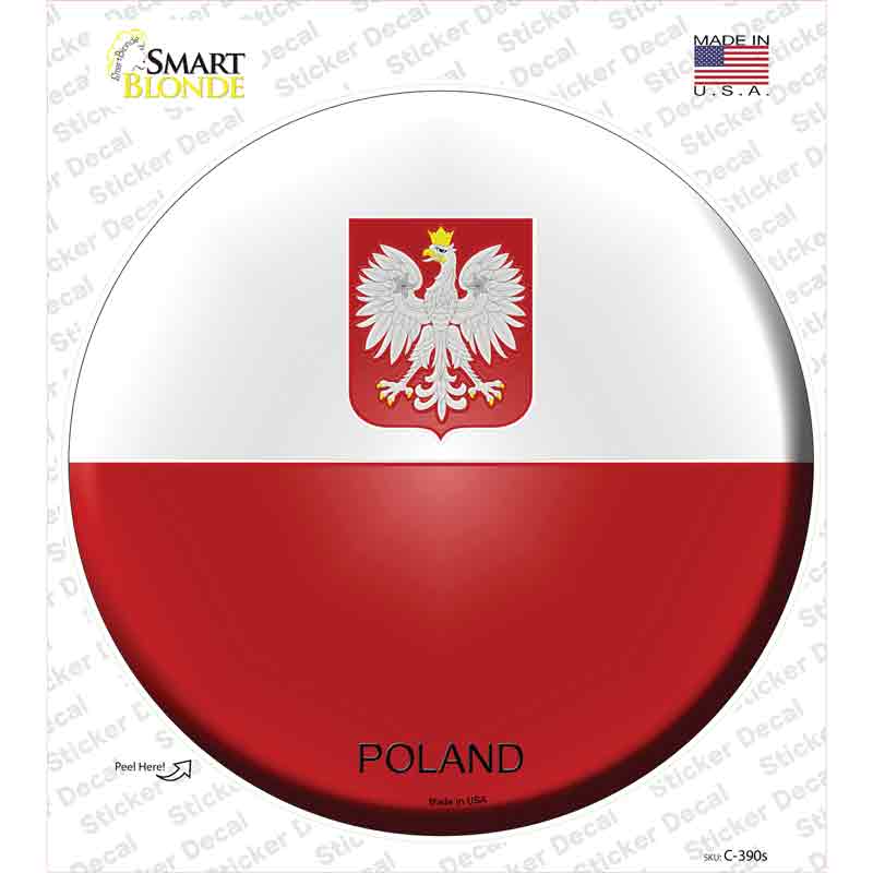 C-390s-M Poland Country Novelty Circle Sticker Decal - Medium