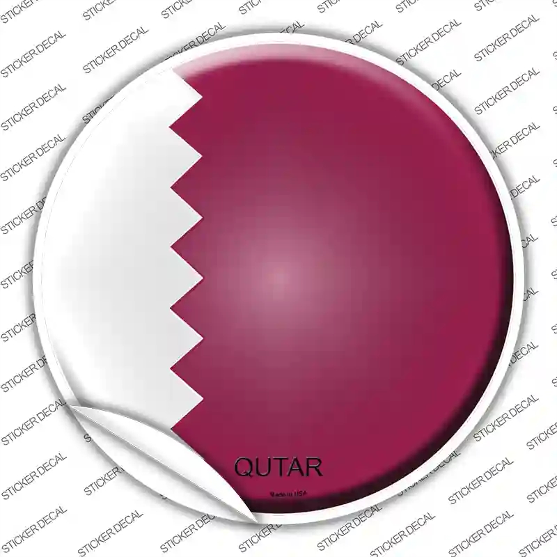 C-393s-L Qatar Country Novelty Circle Sticker Decal - Large