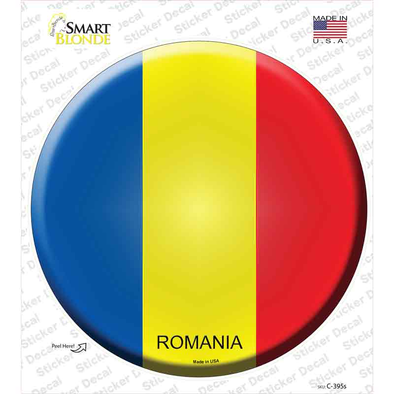 C-395s-M Romania Country Novelty Circle Sticker Decal - Medium