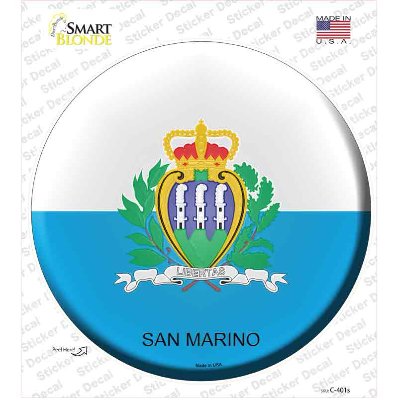 C-401s-M San Marino Country Novelty Circle Sticker Decal - Medium