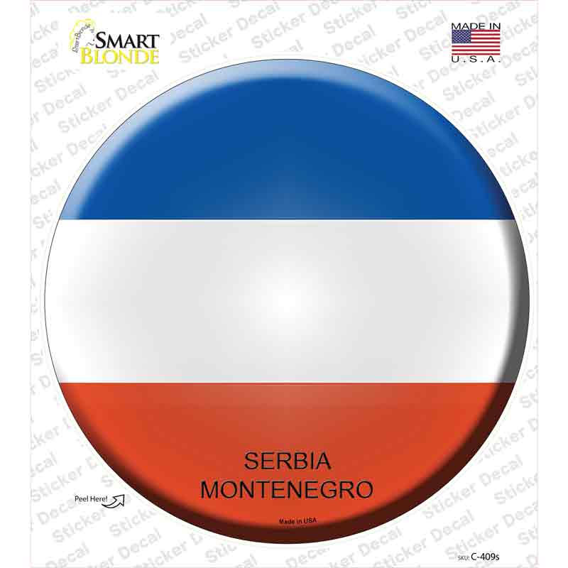 C-409s-M Serbia Montenegro Country Novelty Circle Sticker Decal - Medium