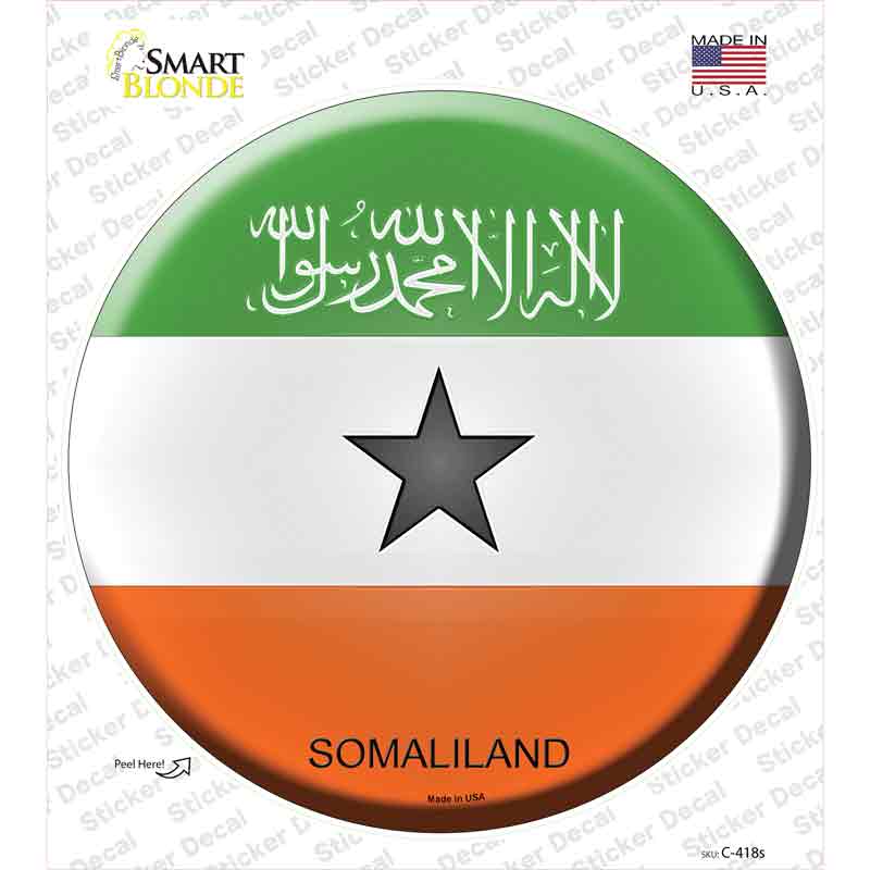 C-418s-M Somaliland Country Novelty Circle Sticker Decal - Medium