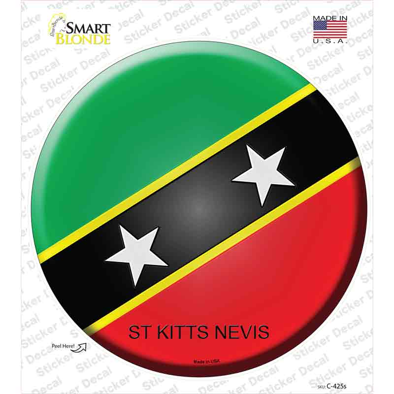 C-425s-M St Kitts Nevis Country Novelty Circle Sticker Decal - Medium