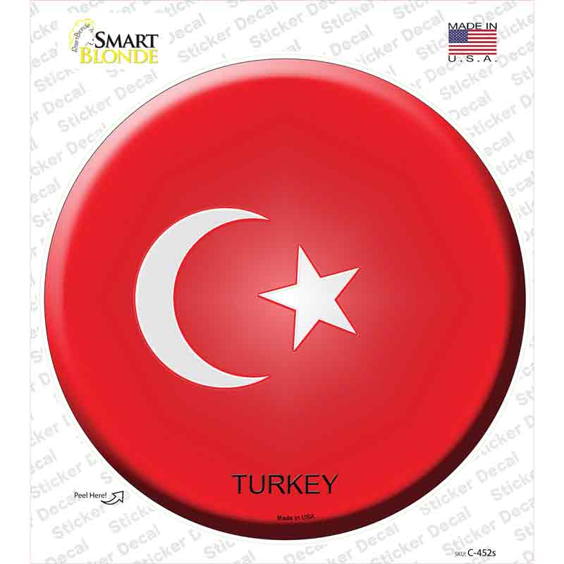 C-452s-M Turkey Country Novelty Circle Sticker Decal - Medium