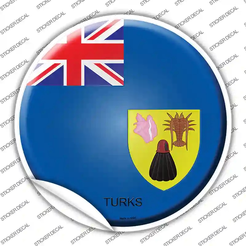 C-454s-S Turks Country Novelty Circle Sticker Decal - Small
