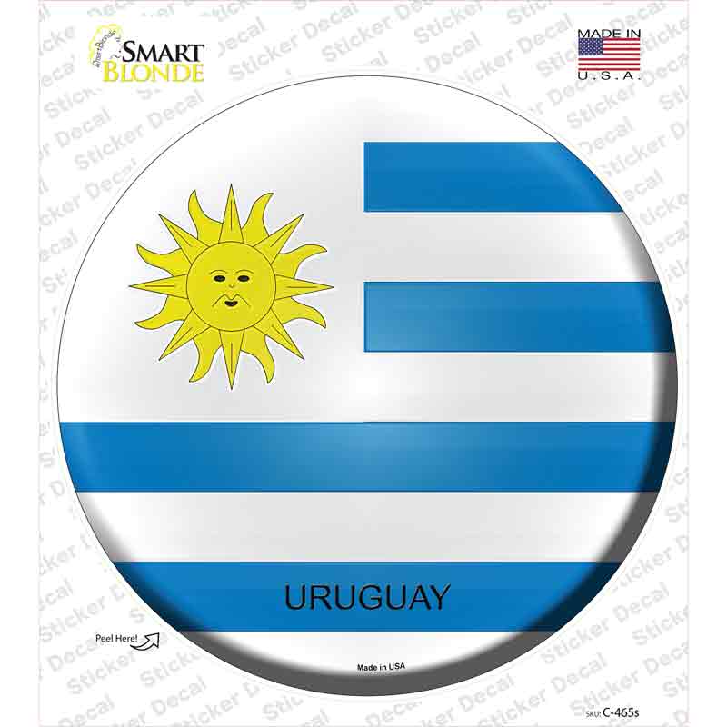 C-465s-M Uruguay Country Novelty Circle Sticker Decal - Medium