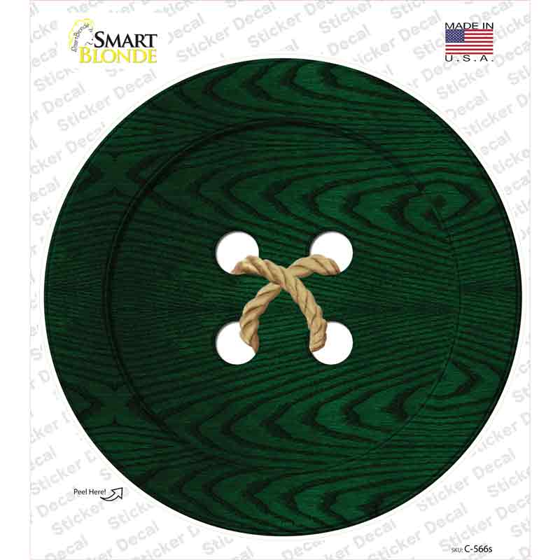C-566s-M Green Button Novelty Circle Sticker Decal - Medium