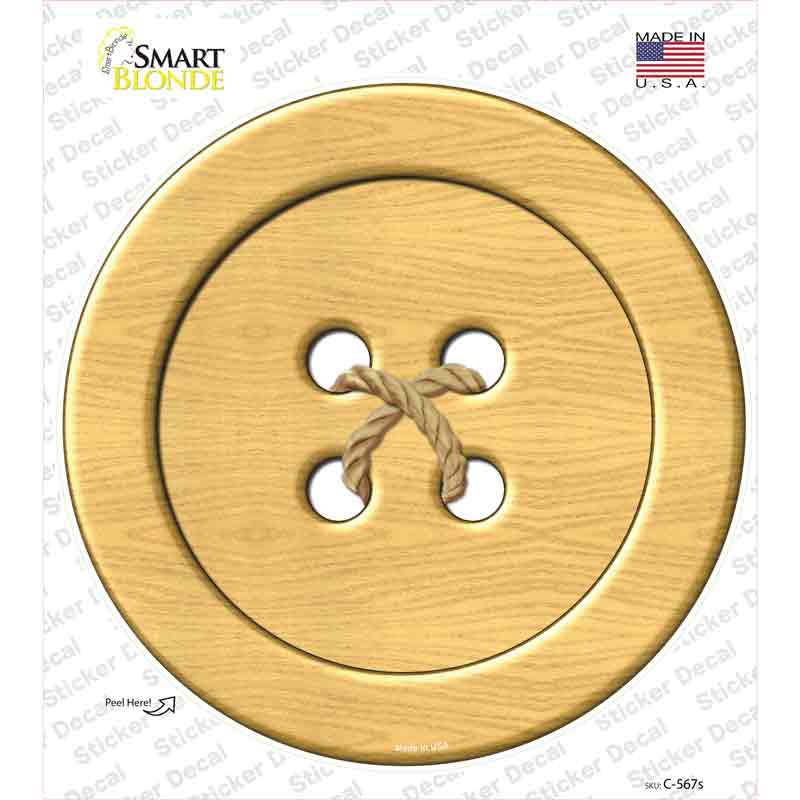 C-567s-M Wooden Button Novelty Circle Sticker Decal - Medium