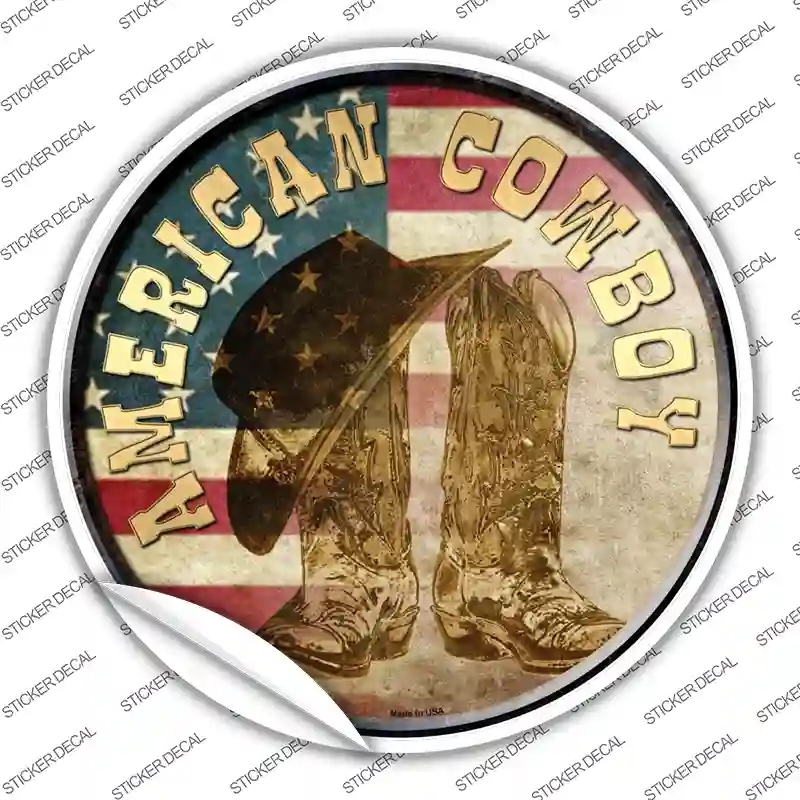C-572s-XL American Cowboy Novelty Circle Sticker Decal - Extra Large