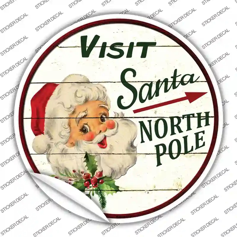 C-587s-S Visit Santa Novelty Circle Sticker Decal - Small
