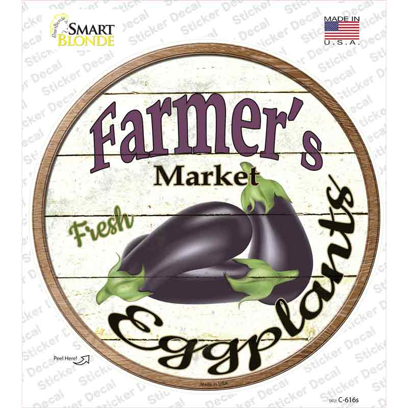 C-616s-M Farmers Market Eggplants Novelty Circle Sticker Decal - Medium