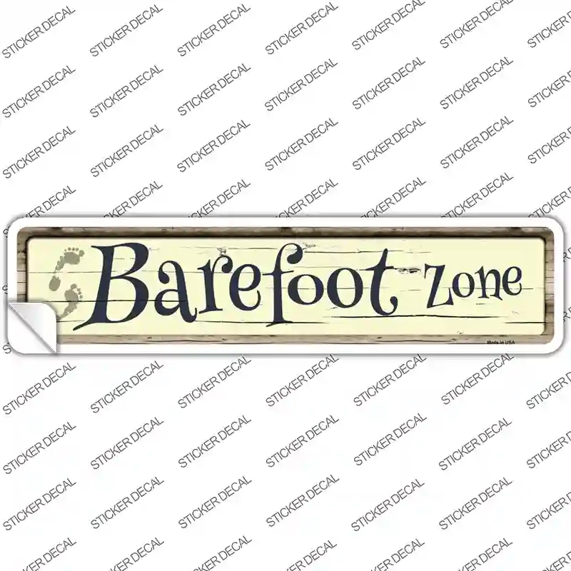 K-863s-L Barefoot Zone Novelty Narrow Sticker Decal - Large