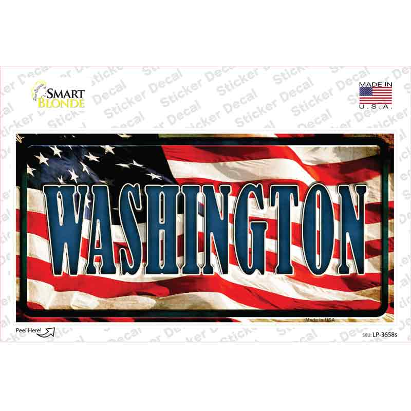 LP-3658s-M Washington on American Flag Novelty Sticker Decal - Medium