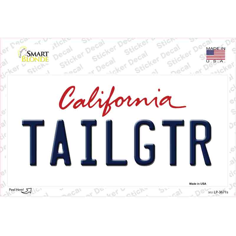 LP-3671s-M Tailgtr California Novelty Sticker Decal - Medium