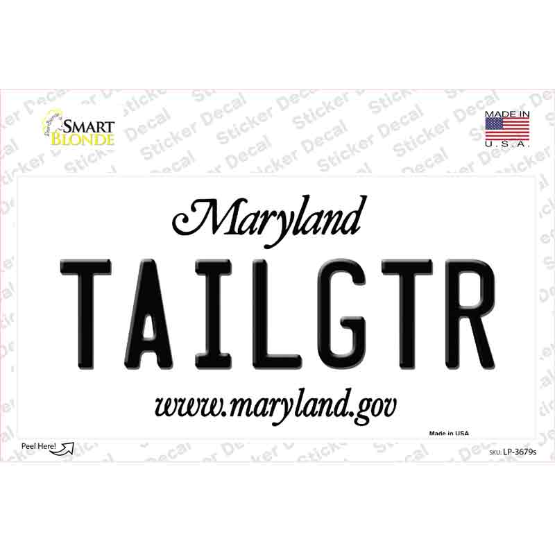 LP-3679s-M Tailgtr Maryland Novelty Sticker Decal - Medium