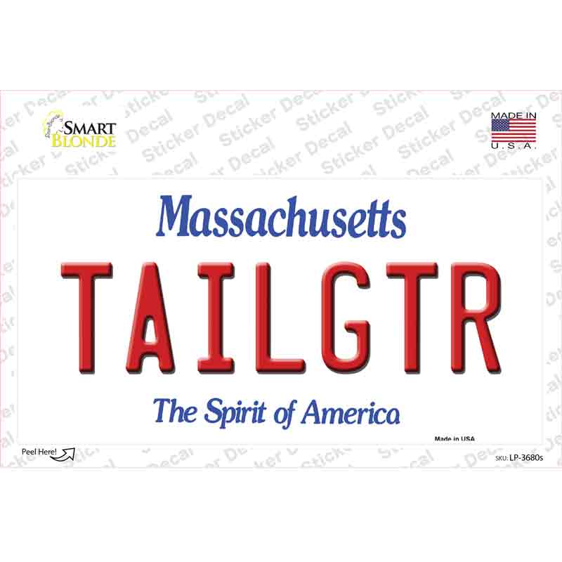 LP-3680s-M Tailgtr Massachusetts Novelty Sticker Decal - Medium