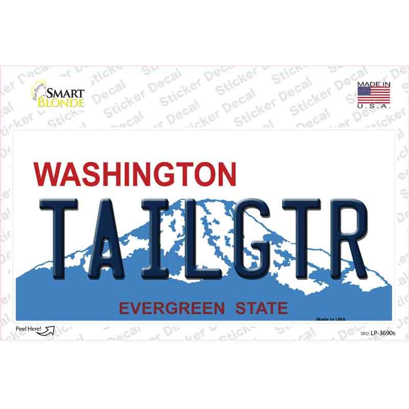LP-3690s-M Tailgtr Washington Novelty Sticker Decal - Medium