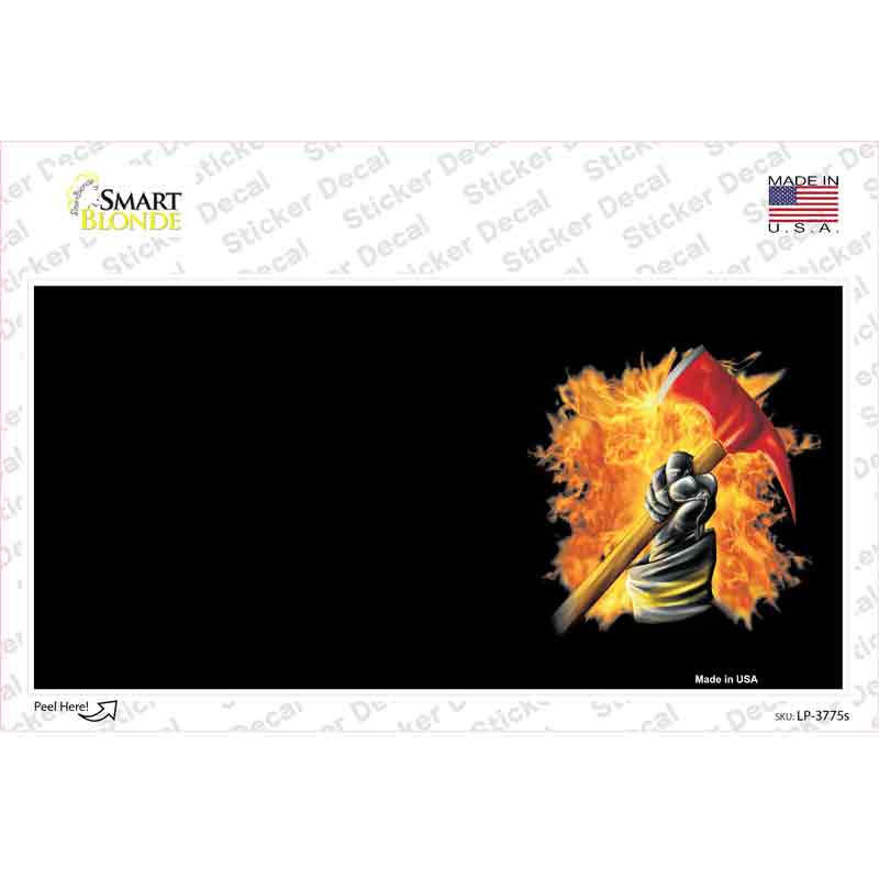 LP-3775s-M Firefighter Flaming Ax Offset Novelty Sticker Decal - Medium