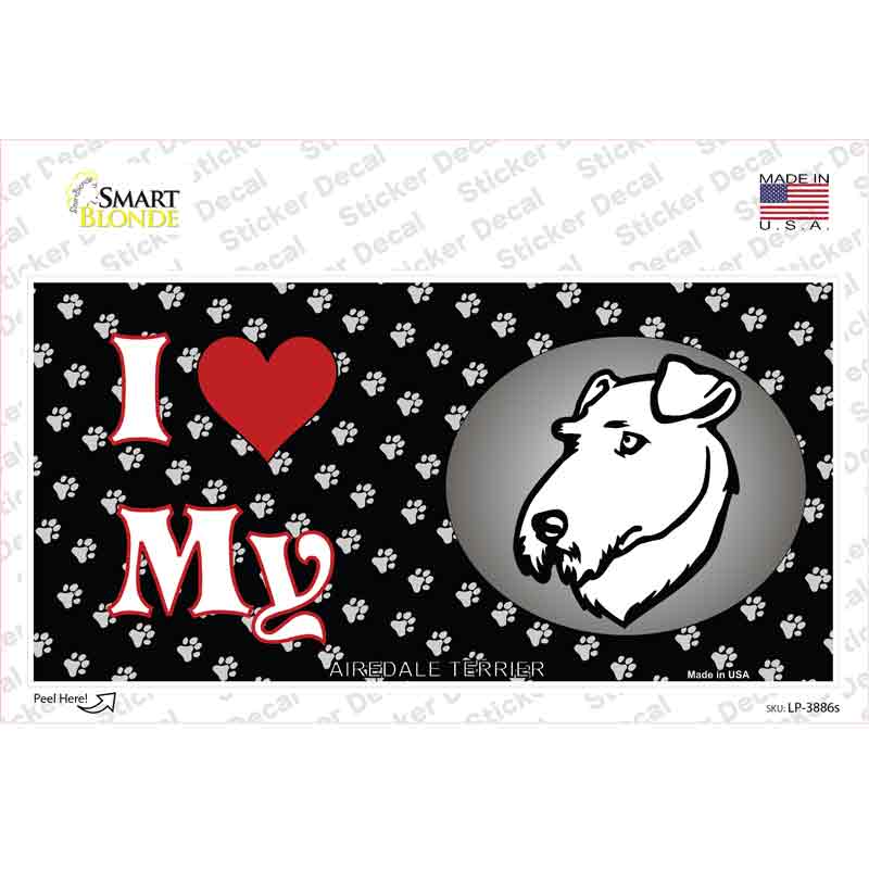 LP-3886s-M I Love My Airedale Terrier Novelty Sticker Decal - Medium