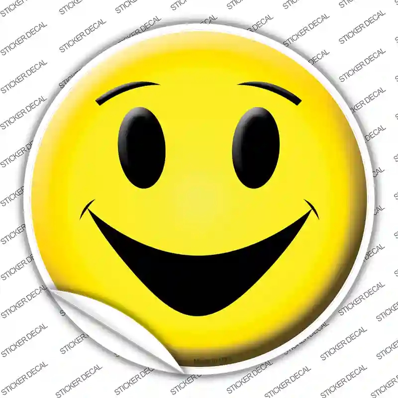 C-515s-XL Yellow Smiling Face Novelty Circle Sticker Decal - Extra Large