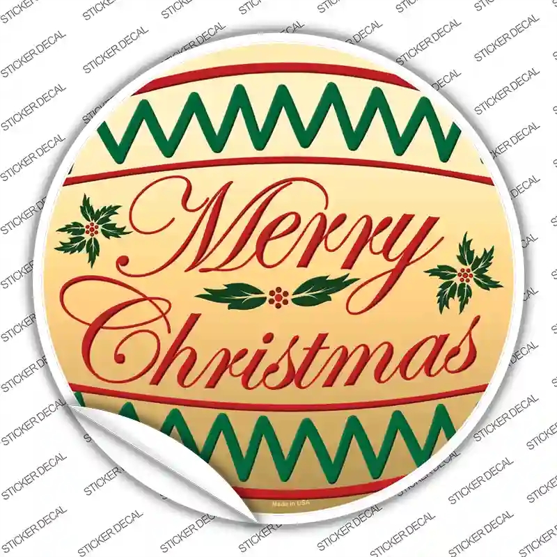 C-568s-S Merry Christmas Novelty Circle Sticker Decal - Small