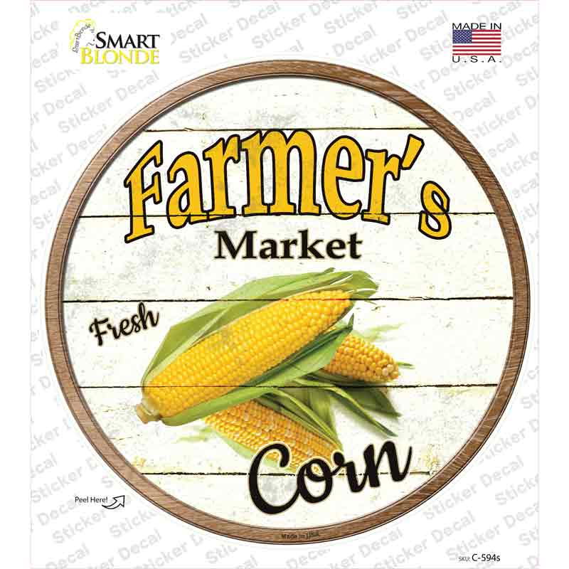 C-594s-M Farmers Market Corn Novelty Circle Sticker Decal - Medium