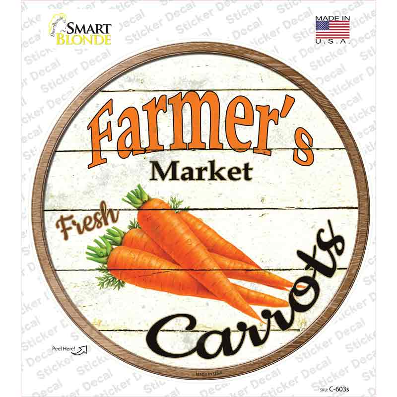 C-603s-M Farmers Market Carrots Novelty Circle Sticker Decal - Medium