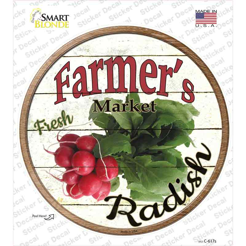 C-617s-M Farmers Market Radish Novelty Circle Sticker Decal - Medium
