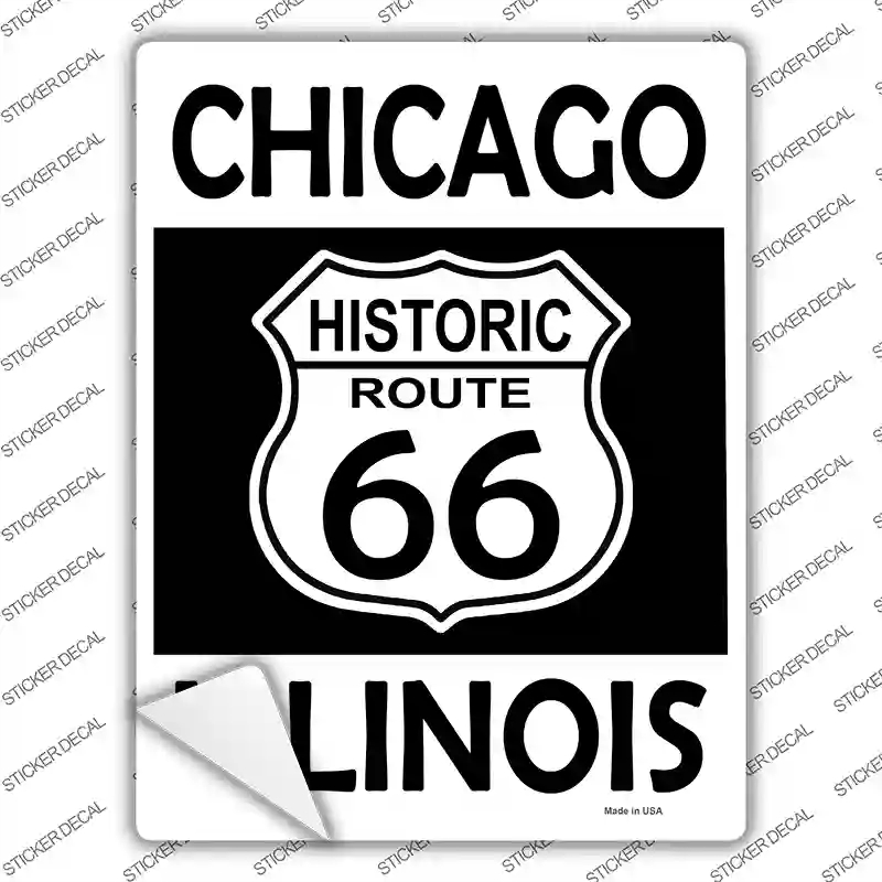 P-2776s-S Chicago Illinois Historic Route 66 Novelty Rectangle Sticker Decal - Small